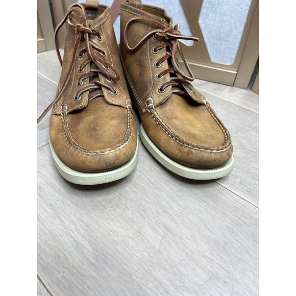 Sebago Beacon Chaussures Bateau Men Leather Brown Boots 9.5 M Shoes Ducksides - Picture 6 of 10